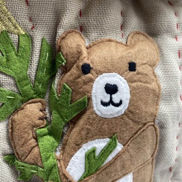 Pottery Barn Kids Papa Woodland Bear Stocking Holiday Christmas Quilted Xmas - Picture 4 of 12